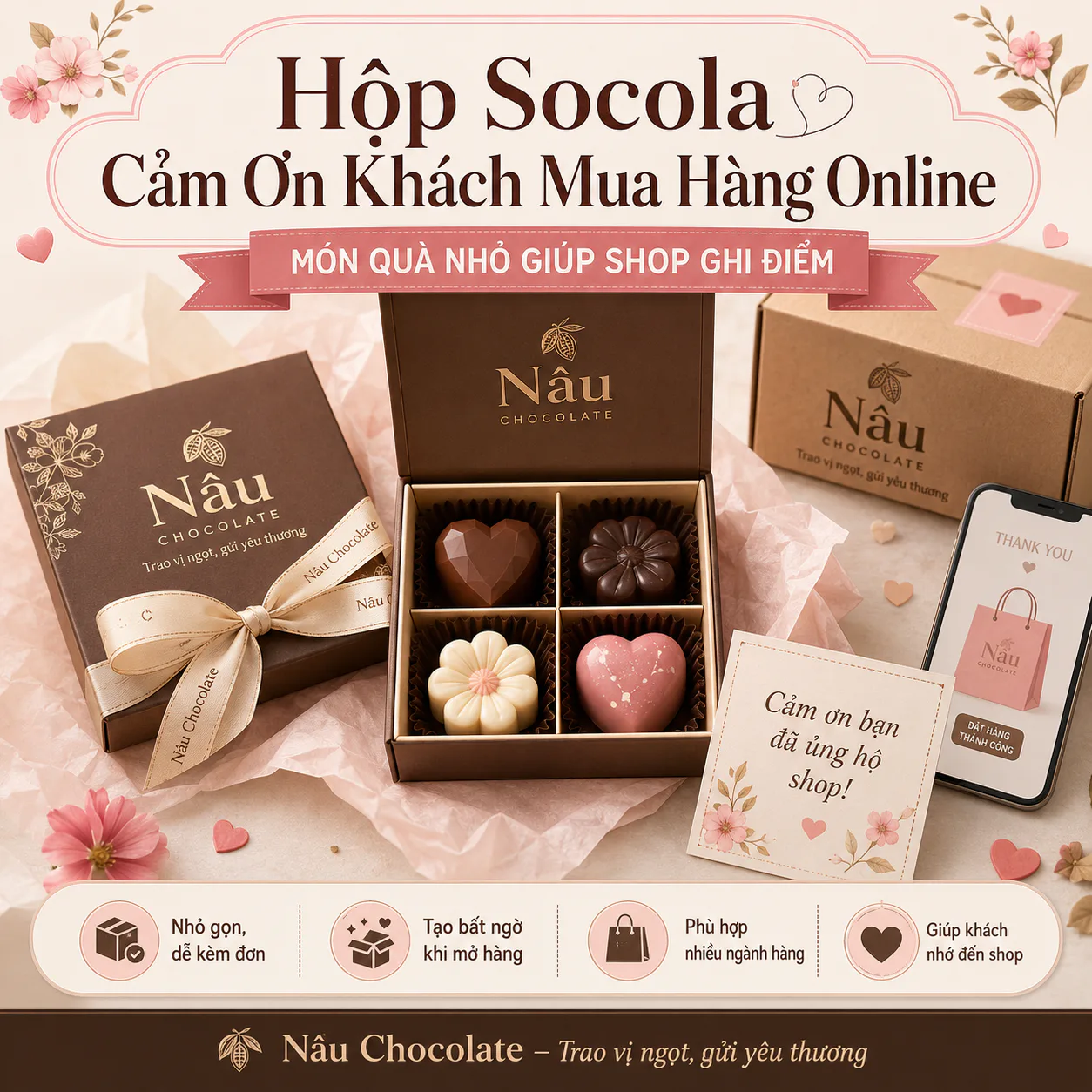 hộp socola 4 viên tặng cô giáo mầm non